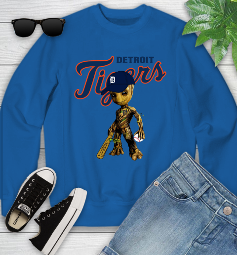 MLB Detroit Tigers Groot Guardians Of The Galaxy Baseball Youth Sweatshirt 8