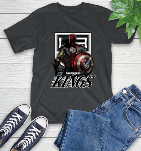 NHL Captain America Thor Spider Man Hawkeye Avengers Endgame Hockey Los Angeles Kings T-Shirt 2