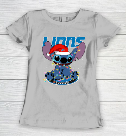 Detroit Lions NFL Football noel stitch Christmas Women's T-Shirt 3