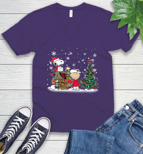 NFL Arizona Cardinals Snoopy Charlie Brown Christmas Football Super Bowl Sports V-Neck T-Shirt 9