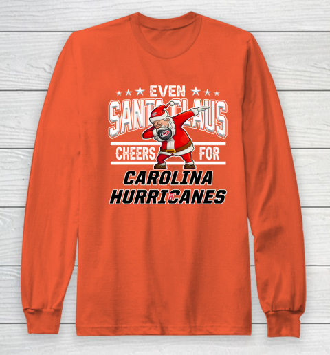 Carolina Hurricanes Even Santa Claus Cheers For Christmas NHL Long Sleeve T-Shirt 3