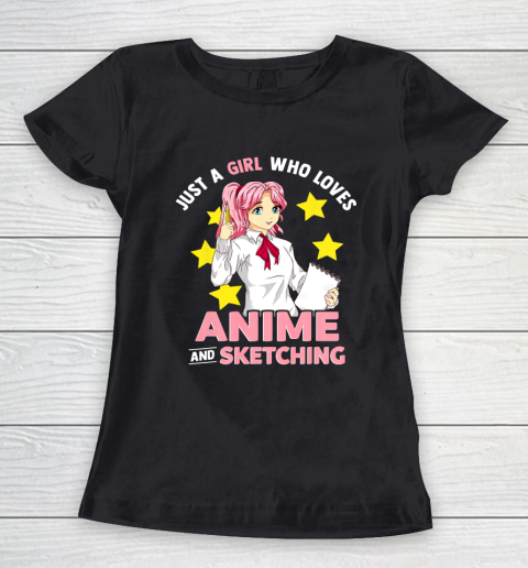 Just A Girl Who Loves Anime and Sketching Girls Anime Merch Women's T-Shirt