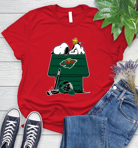 Minnesota Wild NHL Hockey Snoopy Woodstock The Peanuts Movie Women's T-Shirt 9