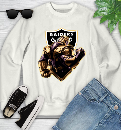 NFL Thanos Avengers Endgame Football Sports Oakland Raiders Youth Sweatshirt