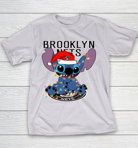 Brooklyn Nets NBA noel stitch Basketball Christmas Youth T-Shirt 2