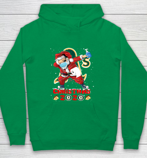 Oakland Athletics Funny Santa Claus Dabbing Christmas 2020 MLB Youth Hoodie 4