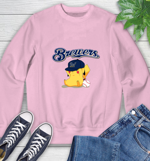 MLB Pikachu Baseball Sports Milwaukee Brewers Sweatshirt 9