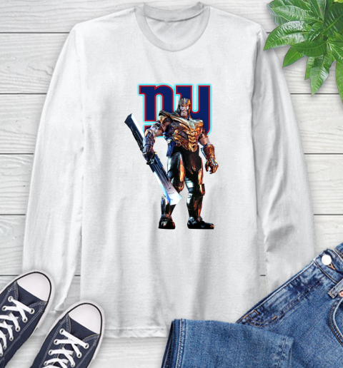 NFL Thanos Gauntlet Avengers Endgame Football New York Giants Long Sleeve T-Shirt
