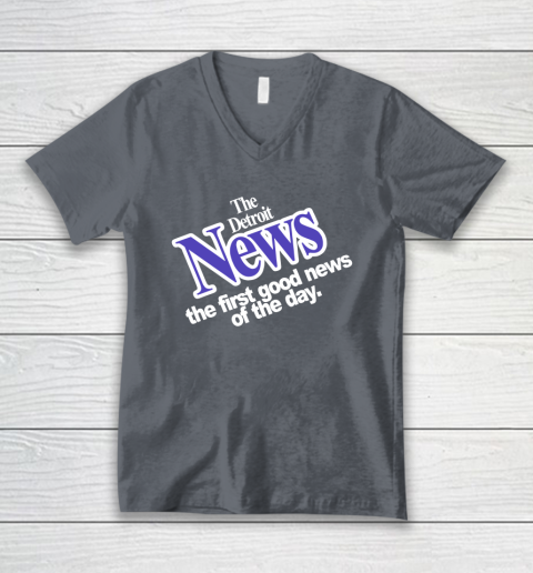 DETROIT NEWS THE FIRST GOOD NEWS OF THE DAY V-Neck T-Shirt 4