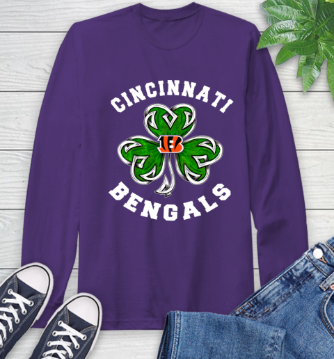 NFL Cincinnati Bengals Three Leaf Clover St Patrick's Day Football Sports Long Sleeve T-Shirt 5