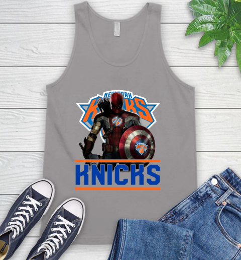 New York Knicks NBA Basketball Captain America Thor Spider Man Hawkeye Avengers Tank Top 4