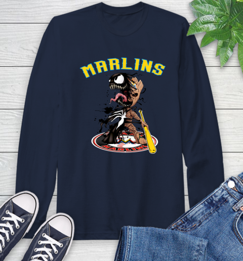 MLB Miami Marlins Baseball Venom Groot Guardians Of The Galaxy Long Sleeve T-Shirt 4