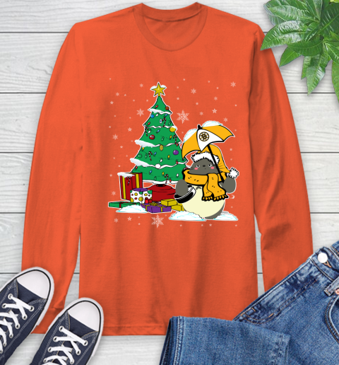 Boston Bruins NHL Hockey Cute Tonari No Totoro Christmas Sports Long Sleeve T-Shirt 4