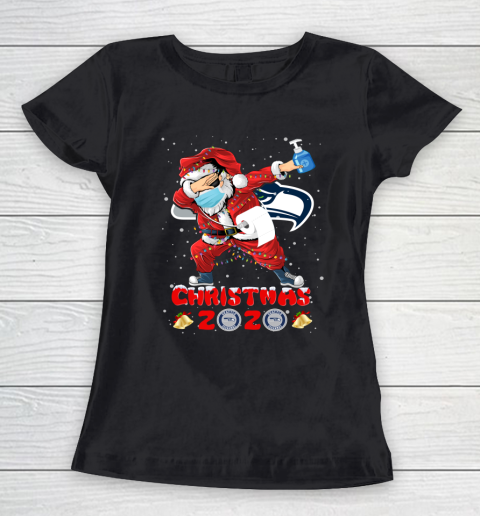 Seattle Seahawks Funny Santa Claus Dabbing Christmas 2020 NFL Women's T-Shirt