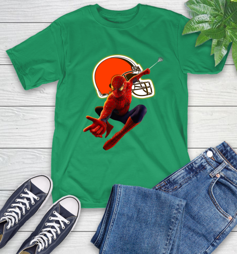NFL Spider Man Avengers Endgame Football Cleveland Browns T-Shirt 7