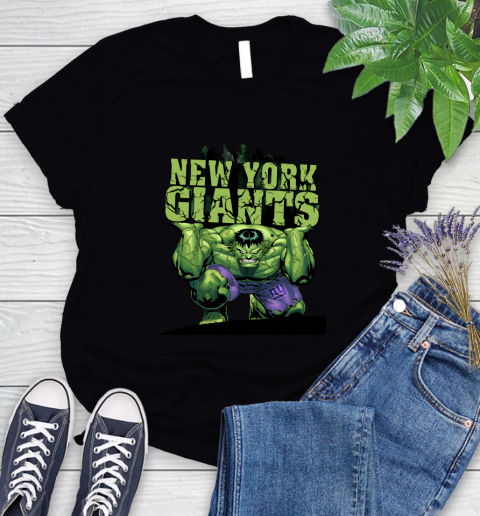 New York Giants NFL Football Incredible Hulk Marvel Avengers Sports Women's T-Shirt 2