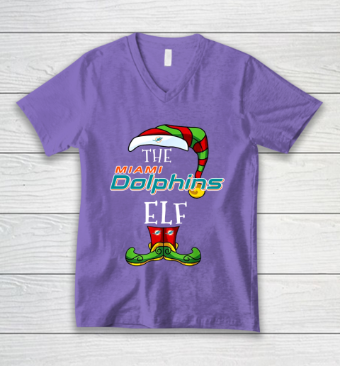 Miami Dolphins Christmas ELF Funny NFL V-Neck T-Shirt 8