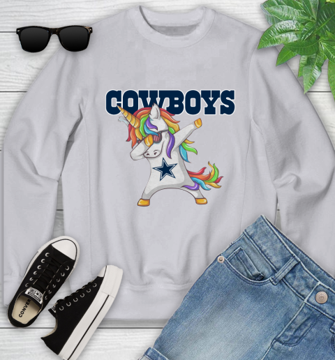 Dallas Cowboys NFL Football Funny Unicorn Dabbing Sports Youth Sweatshirt 4