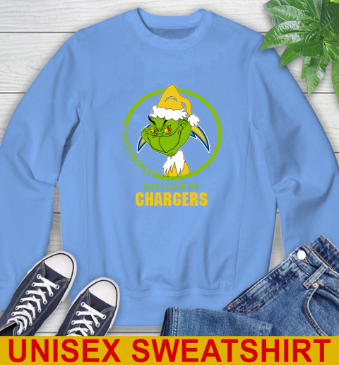 San Diego Chargers NFL Christmas Grinch I Hate People But I Love My Favorite Football Team Sweatshirt 11