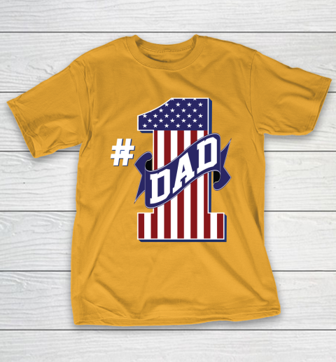 Number 1 Dad #1 Dad American Flag T-Shirt 2