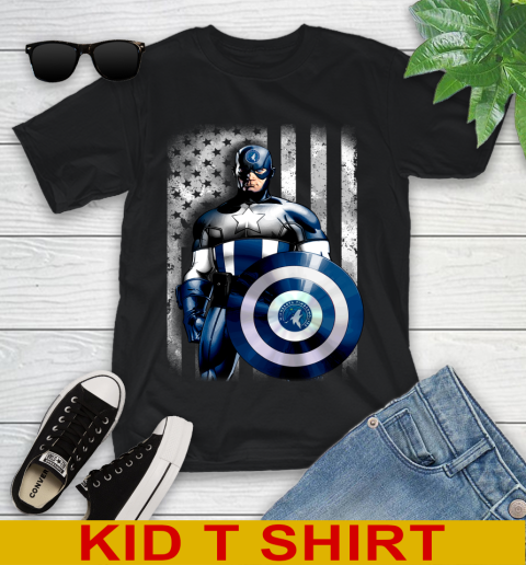 Minnesota Timberwolves NBA Basketball Captain America Marvel Avengers American Flag Shirt Youth T-Shirt