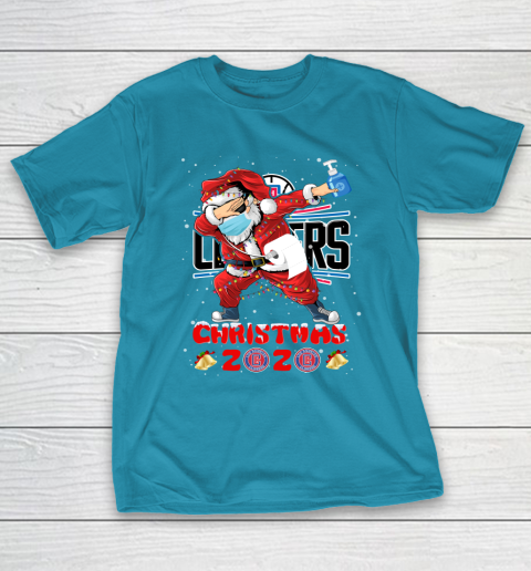 LA Clippers Funny Santa Claus Dabbing Christmas 2020 NBA T-Shirt 7
