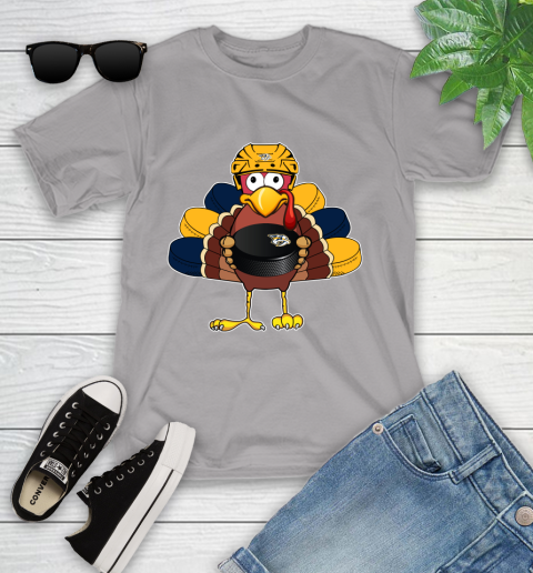 Nashville Predators Turkey Thanksgiving Day Youth T-Shirt 4