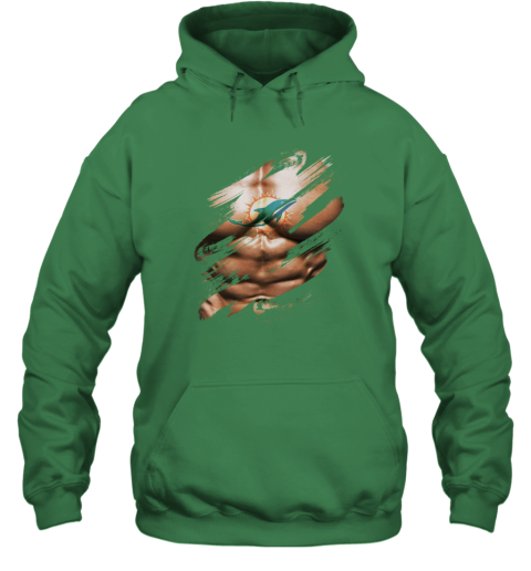 NFL Logo 3D Art Chest Miami Dolphins Tattoo Hoodie - Rookbrand