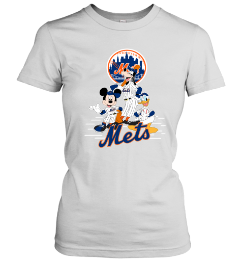 New York Mets Mickey Donald And Goofy Baseball Women's T-Shirt