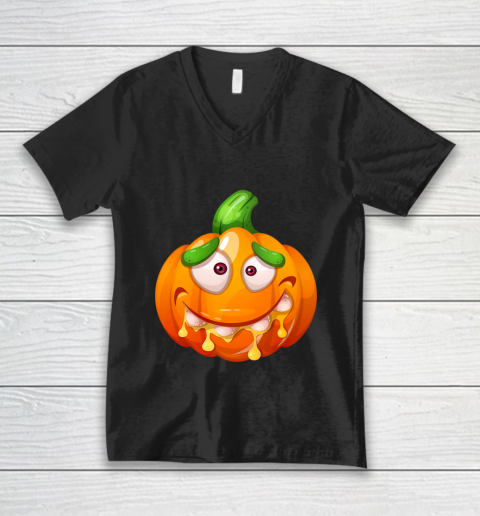 Crazy Funny Pumpkin Monster for Halloween V-Neck T-Shirt