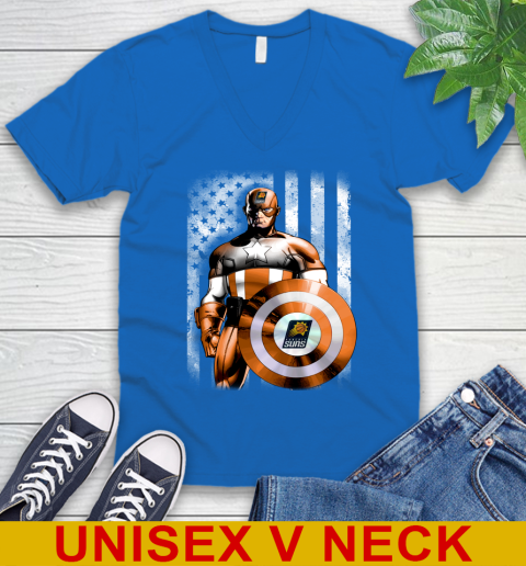 Phoenix Suns NBA Basketball Captain America Marvel Avengers American Flag Shirt V-Neck T-Shirt 5