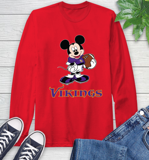 NFL Football Minnesota Vikings Cheerful Mickey Mouse Shirt Long Sleeve T-Shirt 11