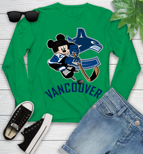 NHL Vancouver Canucks Mickey Mouse Disney Hockey T Shirt Youth Long Sleeve 6