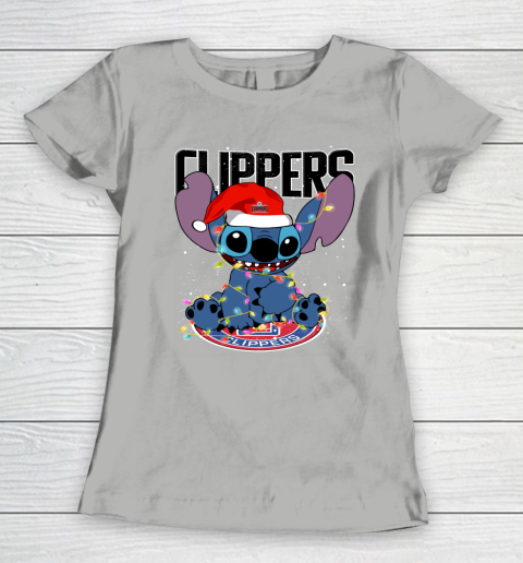 LA Clippers NBA noel stitch Basketball Christmas Women's T-Shirt 8