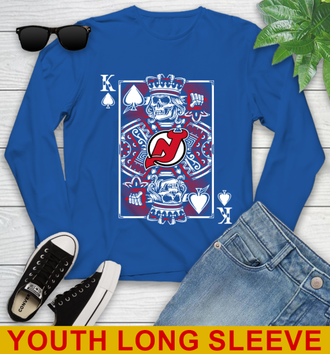 New Jersey Devils NHL Hockey The King Of Spades Death Cards Shirt Youth Long Sleeve 10