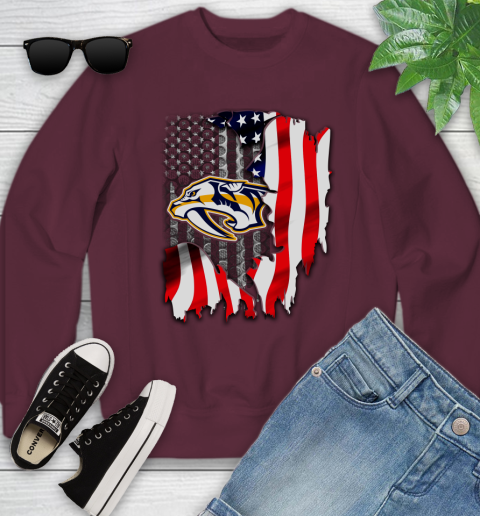 Nashville Predators NHL Hockey American Flag Youth Sweatshirt 4