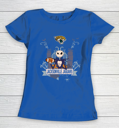 NFL Jacksonville Jaguars Football Jack Skellington Halloween Women's T-Shirt 8