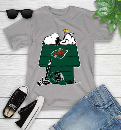 Minnesota Wild NHL Hockey Snoopy Woodstock The Peanuts Movie Youth T-Shirt 4