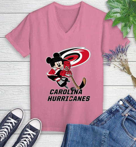 NHL Carolina Hurricanes Mickey Mouse Disney Hockey T Shirt Women's V-Neck T-Shirt 13