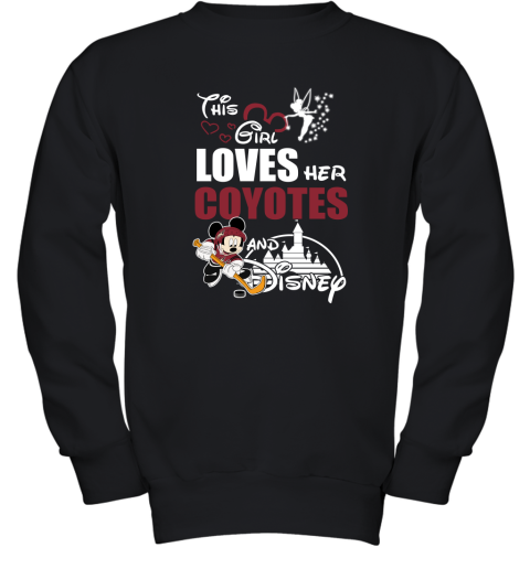 This Girl Love Her Arizona Coyotes And Mickey Disney Youth Sweatshirt