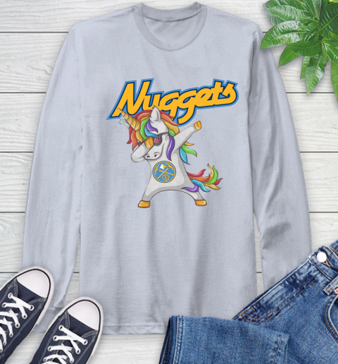 Denver Nuggets NBA Basketball Funny Unicorn Dabbing Sports Long Sleeve T-Shirt 6