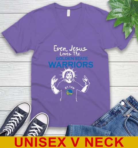 Golden State Warriors NBA Basketball Even Jesus Loves The Warriors Shirt V-Neck T-Shirt 8