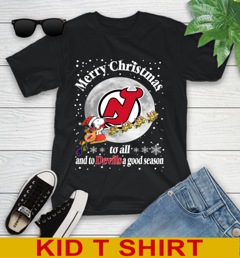 New Jersey Devils Merry Christmas To All And To Devils A Good Season NHL Hockey Sports Youth T-Shirt