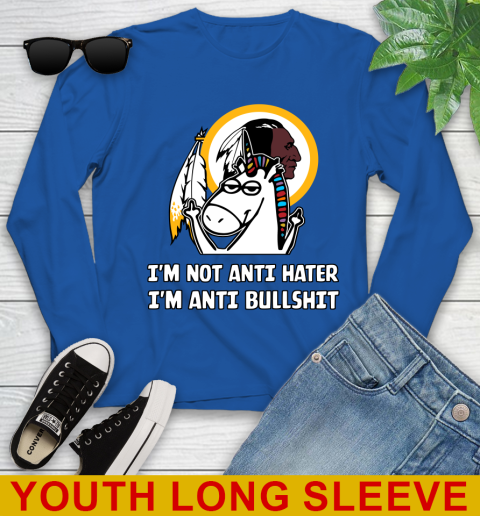 Washington Redskins NFL Football Unicorn I'm Not Anti Hater I'm Anti Bullshit Youth Long Sleeve 10