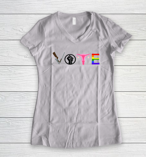 Vote Election Shirt Blm Pro Choice Gun Reform Lgbtq Women's V-Neck T-Shirt