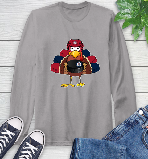 Winnipeg Jets Turkey Thanksgiving Day Long Sleeve T-Shirt 6