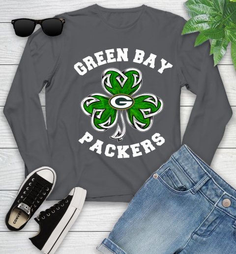 NFL Green Bay Packers Three Leaf Clover St Patrick's Day Football Sports Youth Long Sleeve 9