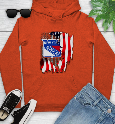 New York Rangers NHL Hockey American Flag Youth Hoodie 4