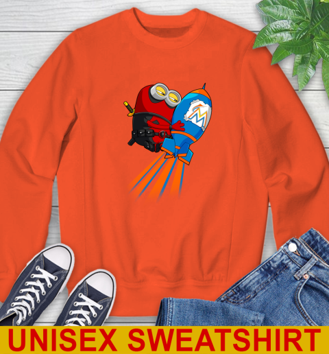 MLB Baseball Miami Marlins Deadpool Minion Marvel Shirt Sweatshirt 3