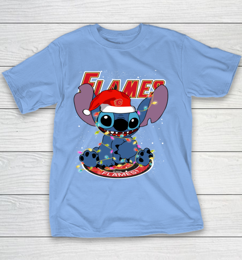 Calgary Flames NHL Hockey noel stitch Christmas Youth T-Shirt 7